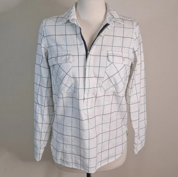 J. Crew 1/4 zip flannel plaid over sized shirt - Picture 2 of 10